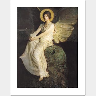 Winged Figure Seated Upon a Rock by Abbott Thayer Posters and Art
